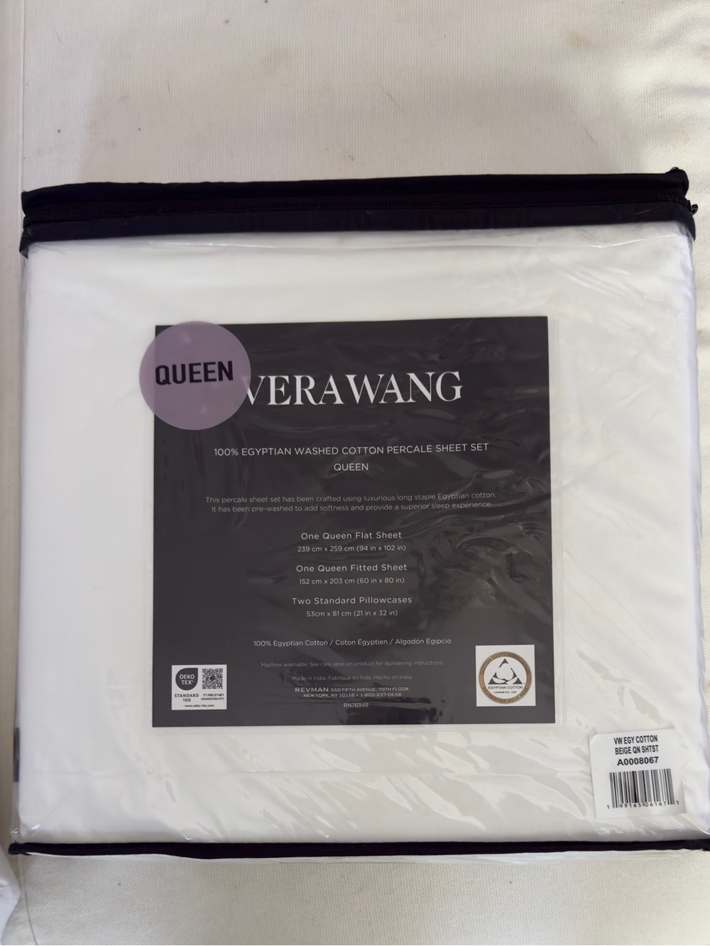 Vera Wang 100% Cotton Sateen Sheet Set White New - Picture 5 of 5